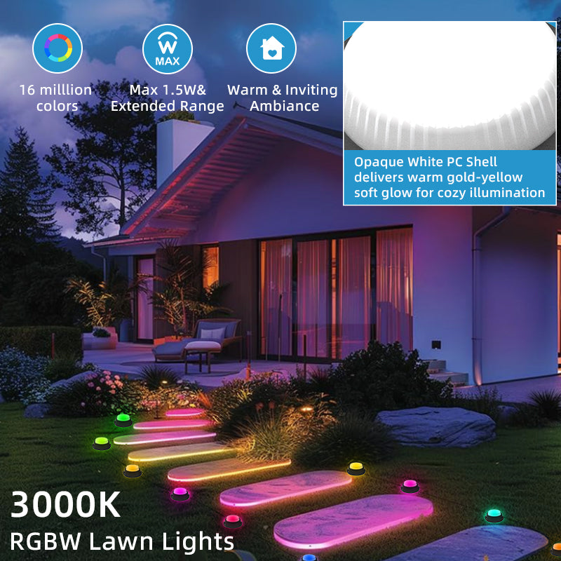 Outdoor Ground Lights, 30ft Patio Decorations, 15 Pack RGBIC Pathway Lights With 100LM Warm White, IP67 Waterproof