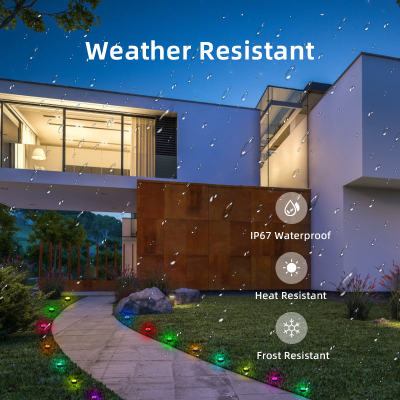 Outdoor Ground Lights, 30ft Patio Decorations, 15 Pack RGBIC Pathway Lights With 100LM Warm White, IP67 Waterproof